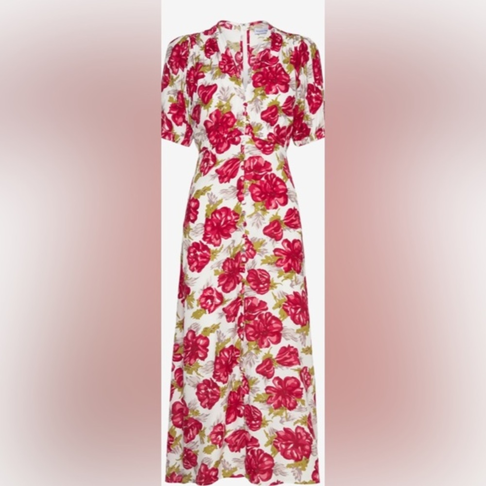 FAITHFUL THE BRAND BELLAVISTA MIDI DRESS -Red and Green Floral/ Size 12